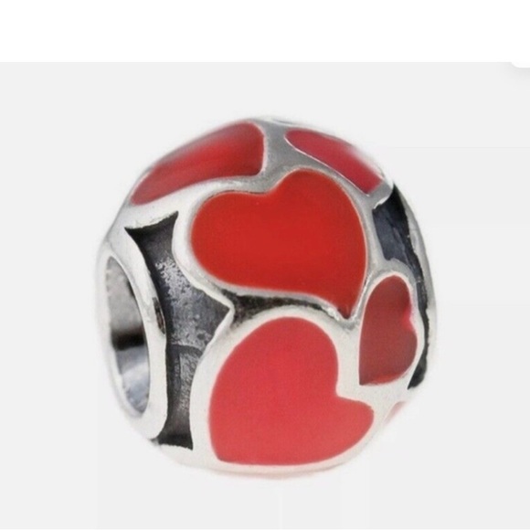 Pandora Red Hot Hearts 925 Sterling Silver Heart Bracelet Charm - Picture 4 of 4